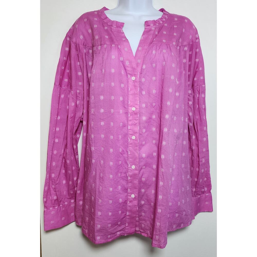 Lane Bryant Boho Cottagecore Peasant Relaxed Pink Blouse 24 NWT